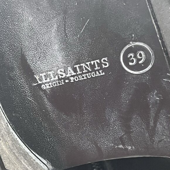 Allsaints Combat Double Strap Buckle Black Lace Up Side Zipper Boots Size 39 9 - Picture 9 of 9